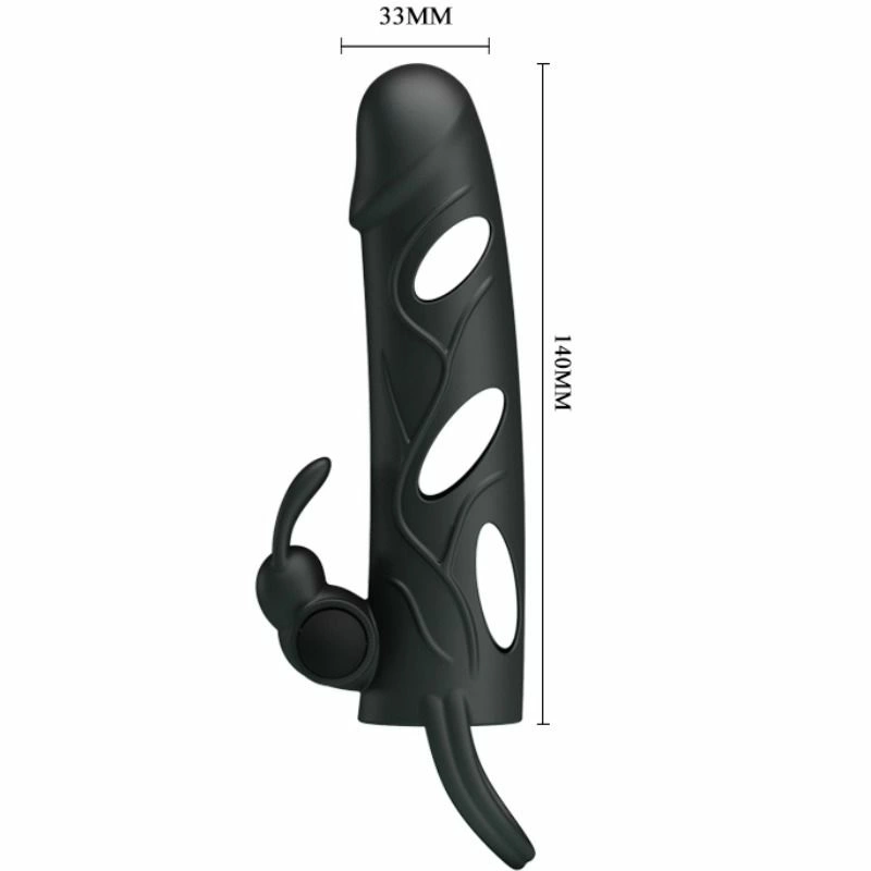 Pretty Love Silicone Extension Sleeve 14 cm Black with Vibration