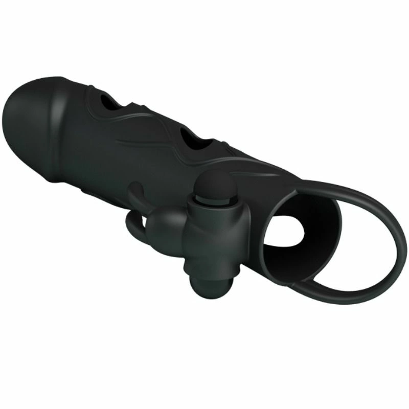 Pretty Love Silicone Extension Sleeve 14 cm Black with Vibration