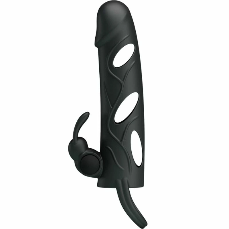 Pretty Love Silicone Extension Sleeve 14 cm Black with Vibration