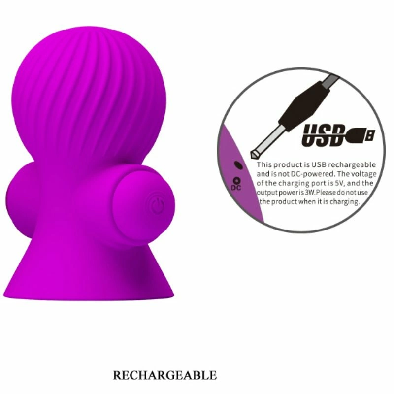 Pretty Love Nipple Stimulators 12M Lilac - Silicone, 12 Modes, USB