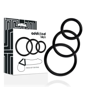 Addicted Toys Set of 3 Black Silicone Support Rings - S/M/L Sizes