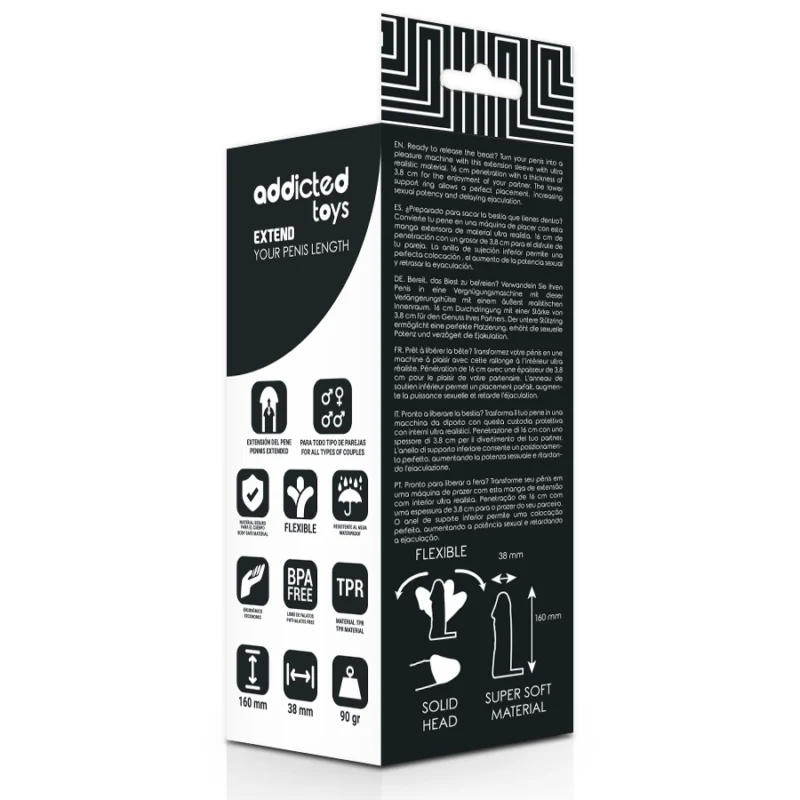 Addicted Toys Extend Sleeve 16 cm Adjustable Anatomical Intimate System