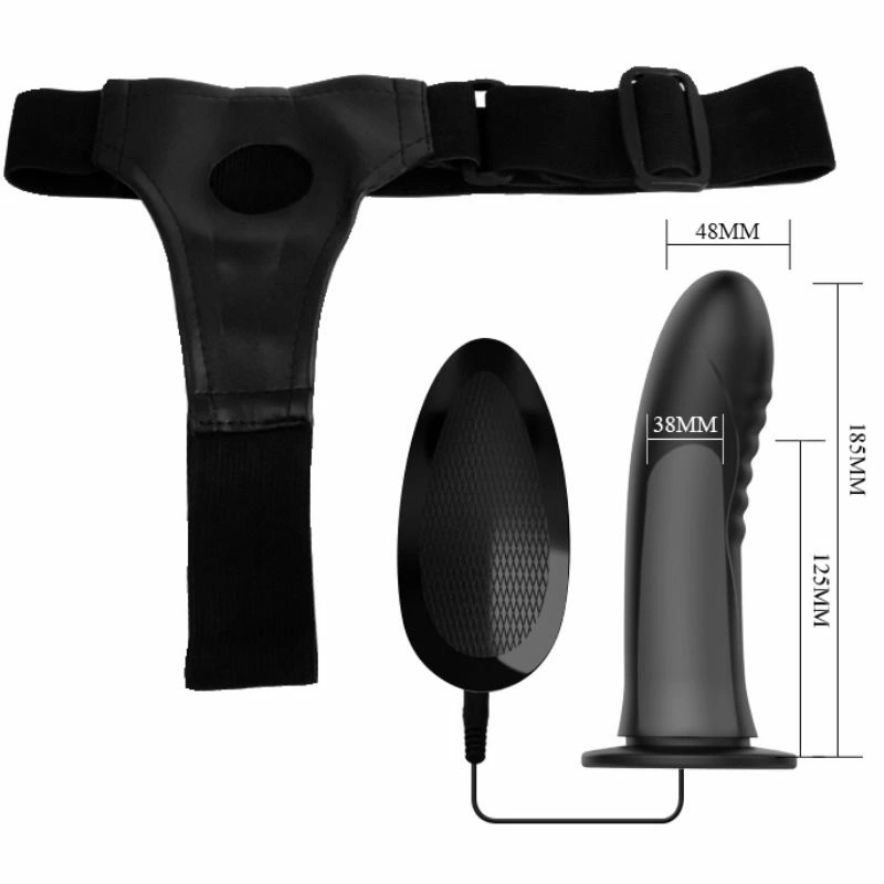 Pretty Love Myron Adjustable Hollow Vibrating Harness Silicone Black