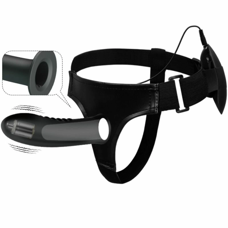 Pretty Love Myron Adjustable Hollow Vibrating Harness Silicone Black