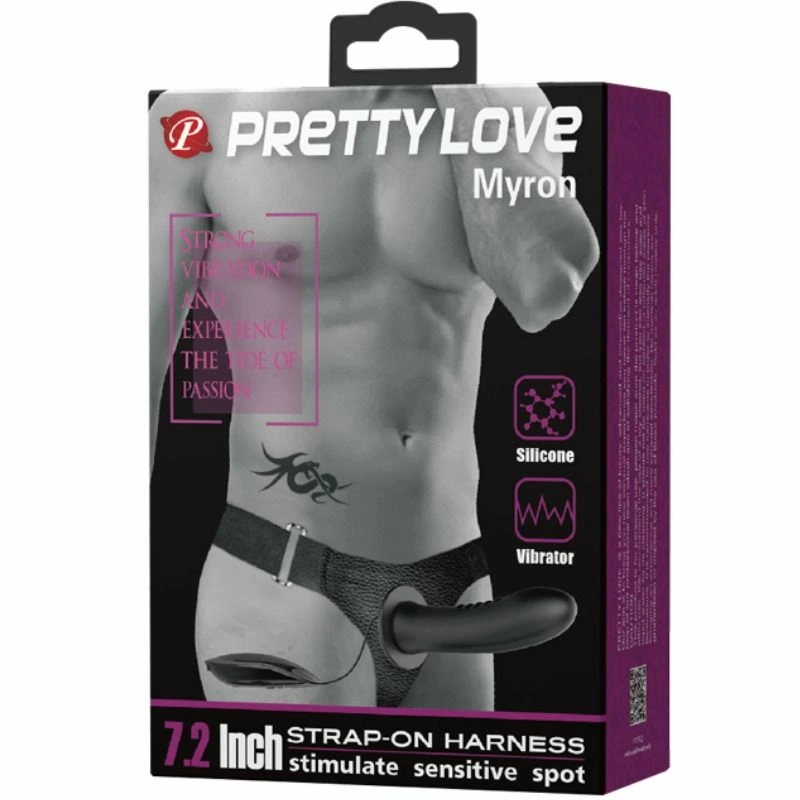 Pretty Love Myron Adjustable Hollow Vibrating Harness Silicone Black