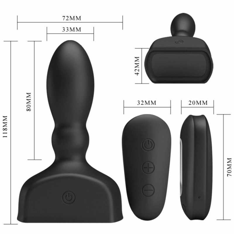 Pretty Love Marriel Prostatos masažuoklis, pripučiamas minkštas silikoninis USB juodas