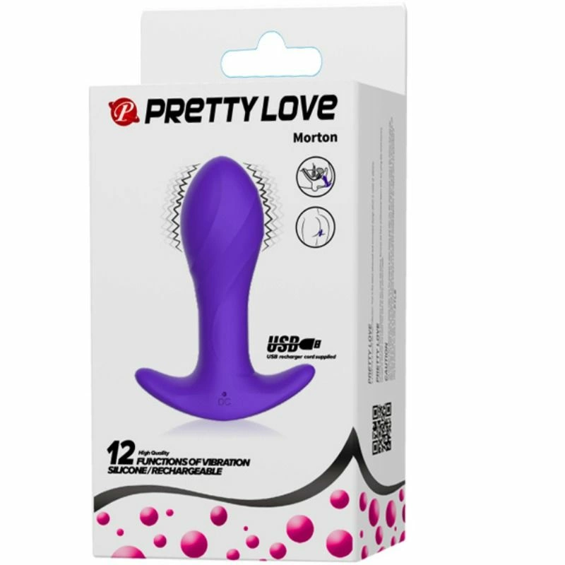 Pretty Love Lilac Vibrating Anal Plug Silicone USB Rechargeable 12 Modes