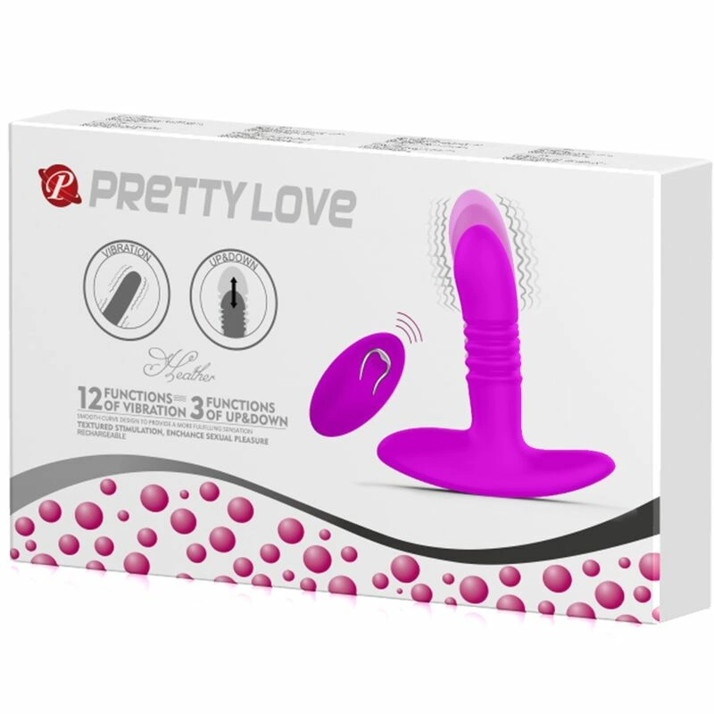 Pretty Love Heather Black Anal Plug with Up-Down Motion & Remote Control