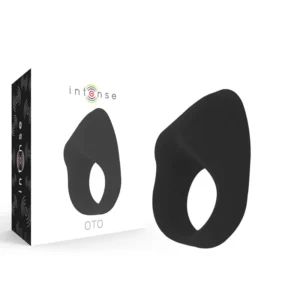 INTENSE OTO Black Silicone Rechargeable Stimulation Ring, 20 Modes, Waterproof