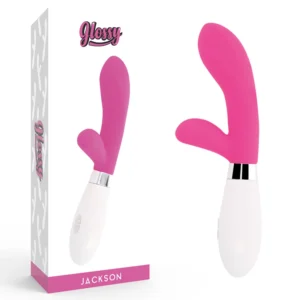 Glossy Jackson Rabbit Pink Silicone Dual Motor Massager 12cm