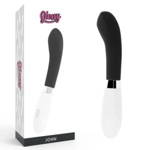 GLOSSY John Curve Black - Intimate Silicone Vibration Device 12cm