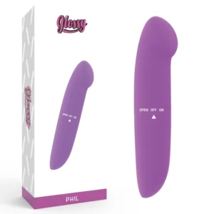 Glossy PHIL Vibrator Purple - Compact Waterproof Model 13cm