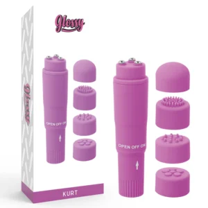 Glossy Kurt Compact Multi-Head Massager Purple 10.7cm ABS Waterproof
