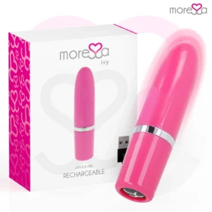 Moressa Ivy Travel Intimate Vibrator, Pink, Rechargeable Silicone, 9 Modes