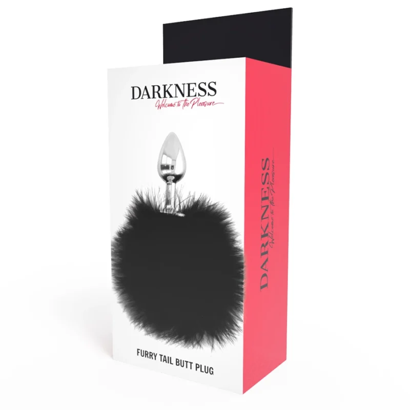 Darkness Black Tail Plug 7 cm - silikoninis modelis su dirbtinio kailio akcentu