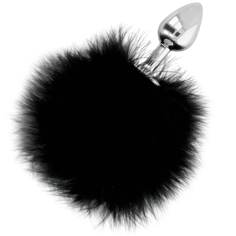 Darkness Black Tail Plug 7 cm - silikoninis modelis su dirbtinio kailio akcentu