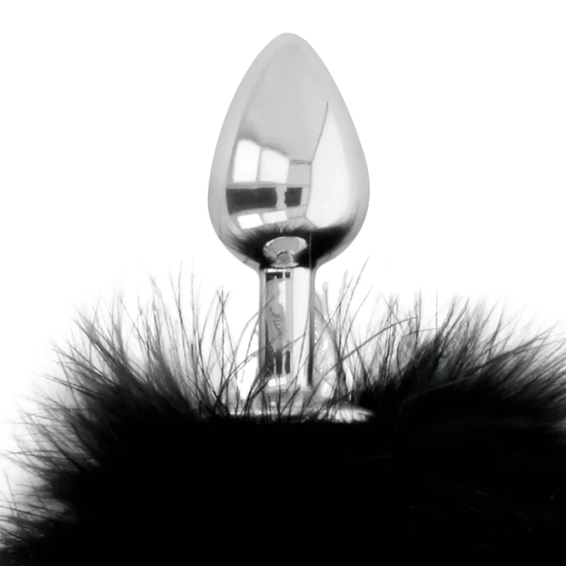 Darkness Black Tail Plug 7 cm - silikoninis modelis su dirbtinio kailio akcentu