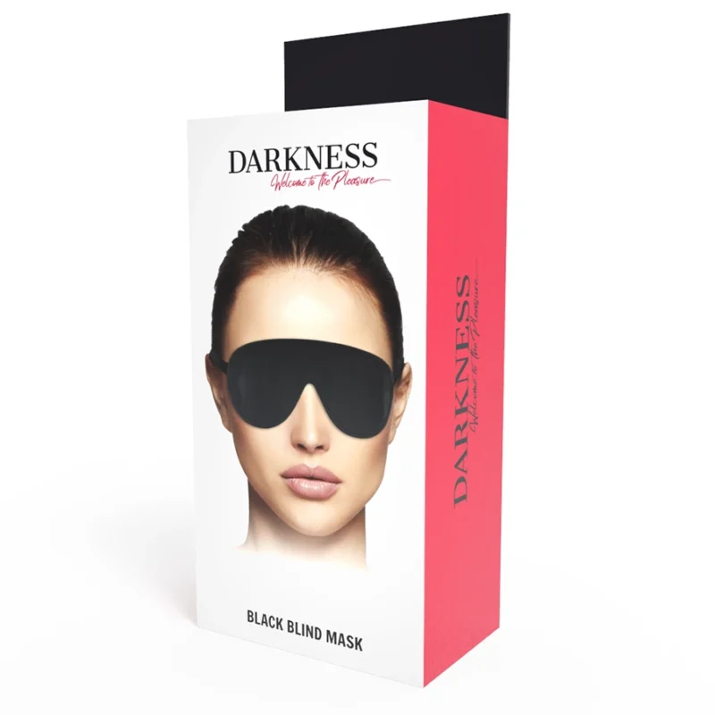 „Darkness Premium“ PVC juoda reguliuojama akių kaukė jutiminiam žaidimui
