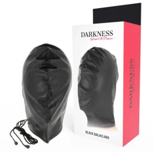 Darkness Subjugation Mask juoda – Satin Sensory Hood Adjustable Fit