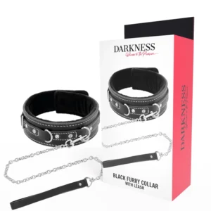 Darkness Leather Neck Accessory with Adjustable Padded Collar & Leash