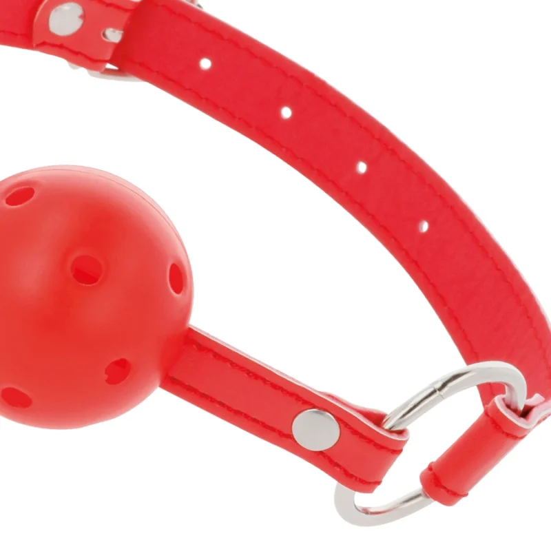Darkness Red Breathable Gag Adjustable Leather Strap Universal Fit