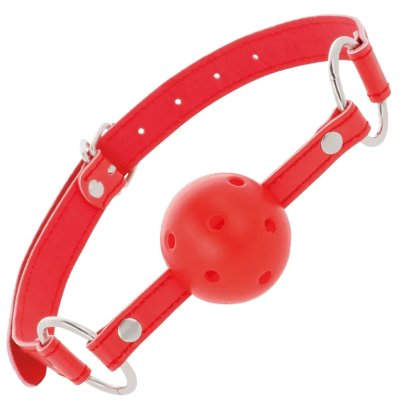 Darkness Red Breathable Gag Adjustable Leather Strap Universal Fit