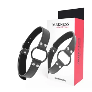 Darkness Adjustable Leather Ring Gag 3.6 cm – Black, Universal Fit
