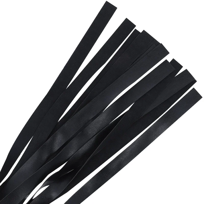 Darkness Black Bondage whip 51 cm - Elegantiškas dirbtinės odos aksesuaras