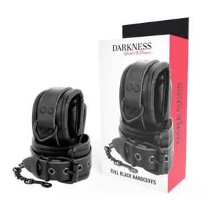 Darkness Adjustable Faux Leather Handcuffs Black - Secure Fit System