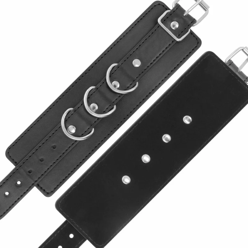 Darkness Black Leather Adjustable Anklet and Wrist Restraints