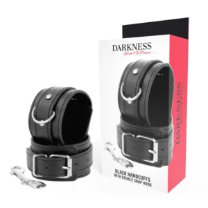 Darkness Black Adjustable Wrist Cuffs with Double Reinforcement, PVC