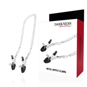 Darkness Adjustable Metal Chain Nipple Clamps - Nickel-Free, Unisex