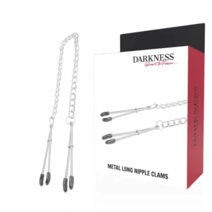 Darkness Adjustable Stainless Metal Nipple Clamps with Chain, Unisex Design