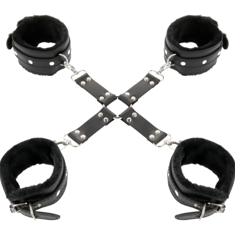 Darkness Premium Leather Restraint System for Hands and Feet, Black