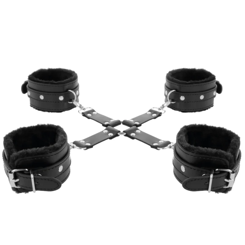 Darkness Premium Leather Restraint System for Hands and Feet, Black
