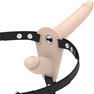 Fetish Submissive Adjustable Double Silicone Harness Vibrating System, Flesh