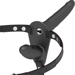 Fetish Submissive Adjustable Harness Double Motor Black Silicone System 15/8cm