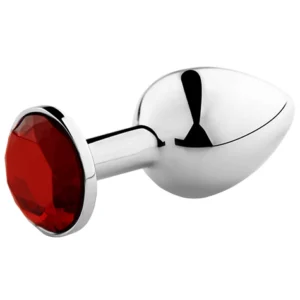 Secret Play Metal Intimate Plug Red S - Aluminum, Diamond Accent, 7.5 cm
