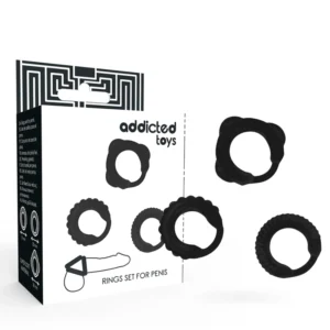 Addicted Toys Set of 3 Black Silicone Support Rings - Adjustable Sizes