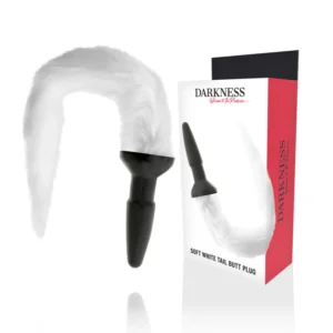 Darkness Silicone Plug with Decorative White Tail, Medium Size