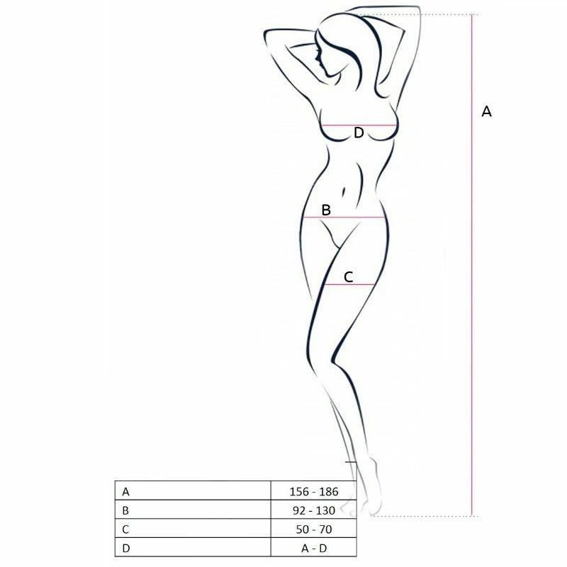Passion BS046 Bodystocking Black – elegantiškas siuvinėtas tinklelis, vienas dydis