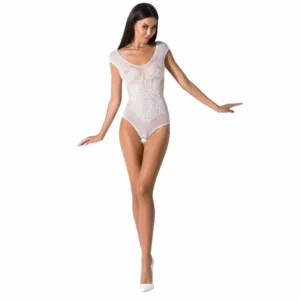 „Passion BS064 White Bodystocking One Size“ – elegantiškas nėriniuotas tinklelio dizainas