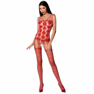 Passion BS067 Red Mesh Bodystocking with Lace Details One Size