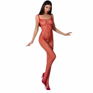 Passion BS071 Red Bodystocking – elegantiški tinkliniai nėriniai, vieno dydžio