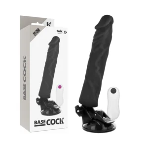 BASECOCK Vibrating Silicone Device 21cm Black with Wired Remote Control