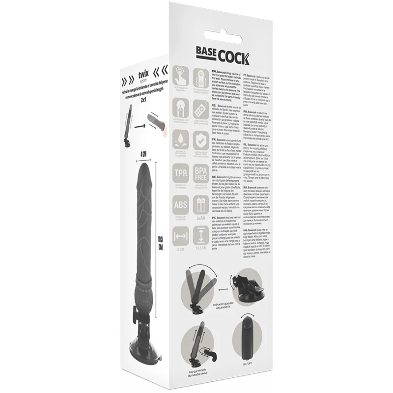 BASECOCK Remote Controlled Intimate Machine Black 19.5 cm Flexible Design