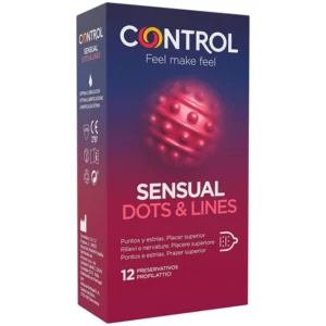 Control Sensual Dots & Lines Latex Condoms 12-Pack, Textured Surface, 54mm