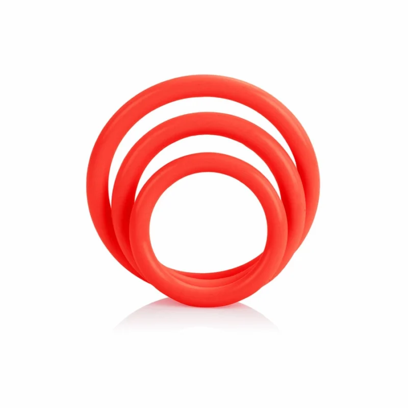 CalExotics Tri-Rings Set Red - Silicone Anatomical Rings, 3 Sizes