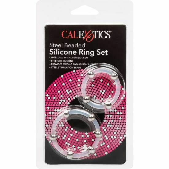 CalExotics Steel Beaded Silicone Ring Set L & XL - Durable System