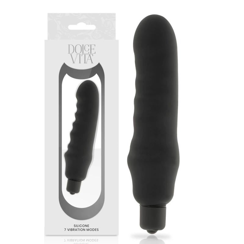 Dolce Vita Genius Black Silicone Intimate Massager 7 Modes 150mm